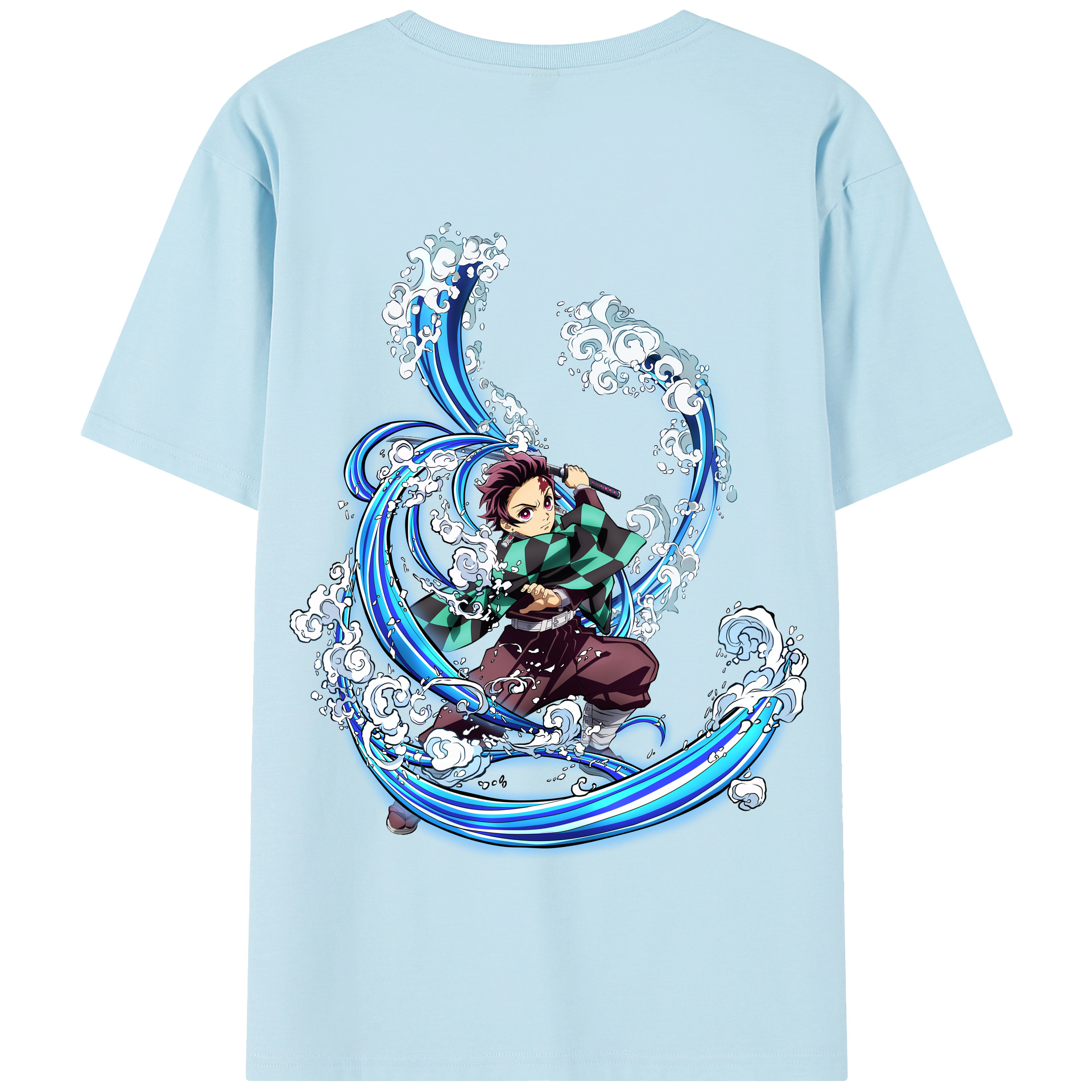 （画像用） 鬼滅の刃 竈門 炭治郎／かまど たんじろう Kamado Tanjirou 綿100％半袖Tシャツ（背面プリント）